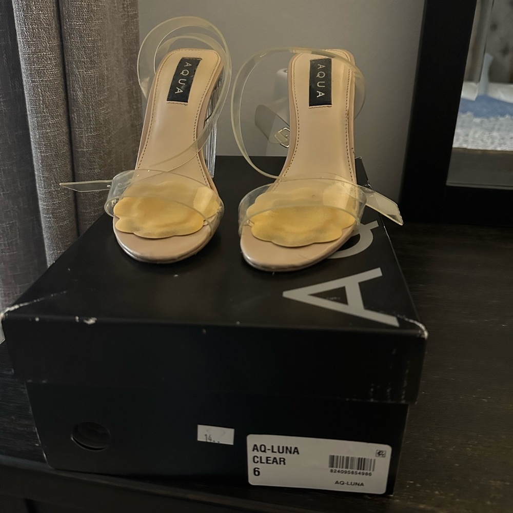 Aqua Women's Transparent Strap Heels